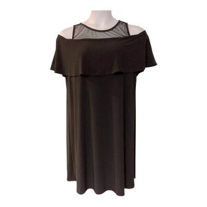 3 for $15 - Black Knit Shift Midnight Velvet Dress with Illusion Mesh